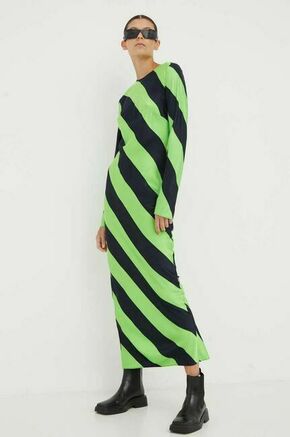 Obleka Samsoe Samsoe zelena barva - zelena. Obleka iz kolekcije Samsoe Samsoe. Model izdelan iz vzorčastega materiala. Model iz izjemno udobne tkanine z visoko vsebnostjo viskoze.