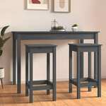 vidaXL Barski stol 2 kosa siv 40x40x78 cm trdna borovina
