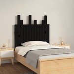 vidaXL Stensko posteljno vzglavje črno 82,5x3x80 cm trdna borovina