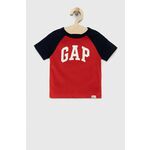 Otroška bombažna kratka majica GAP rdeča barva - rdeča. Otroški kratka majica iz kolekcije GAP. Model izdelan iz tanke, elastične pletenine. Visokokakovosten material, izdelan v skladu z načeli trajnostnega razvoja.