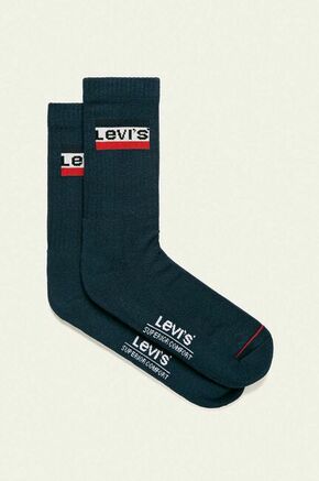 Levi's nogavice (2 pack) - mornarsko modra. Visoke nogavice iz kolekcije Levi's. Model izdelan iz enobarvnega materiala. V kompletu sta dva para.