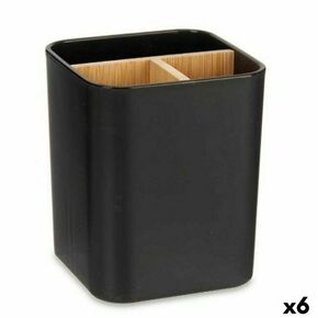 Držalo za zobno ščetko črna bambus polipropilen 9 x 11 x 9 cm (6 kosov)