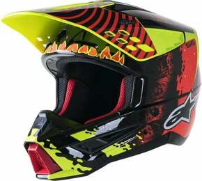 Alpinestars S-M5 Solar Flare Helmet Black/Red Fluorescent/Yellow Fluorescent/Glossy M Čelada