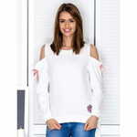 Factoryprice Ženska majica CUT s trakovi v barvi ecru PL-BL-1452.02_261914 S