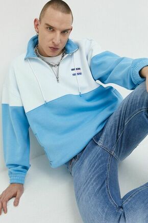 Bluza Tommy Jeans moška - modra. Mikica iz kolekcije Tommy Jeans. Model izdelan iz elastične pletenine.