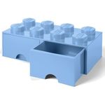 LEGO škatla za shranjevanje kock z 8 predali, svetlo modra