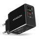 AXAGON ACU-QS24, omrežni polnilnik QC &amp; SMART 24 W, 2x vrata USB-A, QC3.0/AFC/FCP 5V/1, 2A