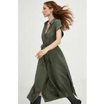 Obleka Answear Lab zelena barva - zelena. Obleka iz kolekcije Answear Lab. Model izdelan iz lahke tkanine. Poliester zagotavlja večjo odpornost na gubanje.