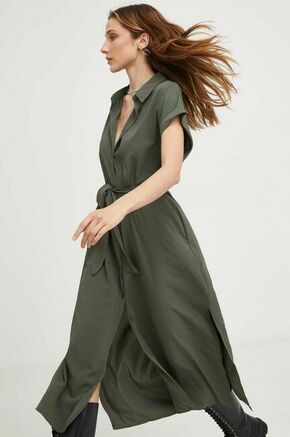 Obleka Answear Lab zelena barva - zelena. Obleka iz kolekcije Answear Lab. Model izdelan iz lahke tkanine. Poliester zagotavlja večjo odpornost na gubanje.