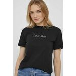 Bombažna kratka majica Calvin Klein črna barva - črna. Kratka majica iz kolekcije Calvin Klein, izdelana iz pletenine s potiskom. Model iz zračne bombažne tkanine.