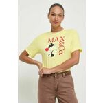 Bombažna kratka majica MAX&amp;Co. x CHUFY ženska, rumena barva - rumena. Kratka majica iz kolekcije MAX&amp;Co. Izdelana iz pletenine s potiskom. Model iz izjemno udobne bombažne tkanine.