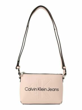 Torbica Calvin Klein Jeans črna barva - roza. Majhna torbica iz kolekcije Calvin Klein Jeans. Model na zapenjanje