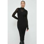 Obleka BOSS črna barva - črna. Obleka iz kolekcije BOSS. Model izdelan iz tanke, elastične pletenine. Material z optimalno elastičnostjo zagotavlja popolno svobodo gibanja.