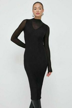 Obleka BOSS črna barva - črna. Obleka iz kolekcije BOSS. Model izdelan iz tanke