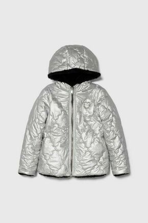 Otroška dvostranska jakna Guess srebrna barva - srebrna. Otroški jakna iz kolekcije Guess. Podložen model