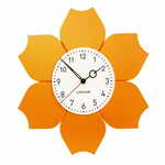 LESTUR Stenska ura Rožica z ostrimi listi, dekorativna ura, lesena ura, darilna ura, darilo za ženske, darilo za dekleta, Slovenija, oranžna