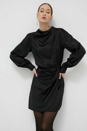 Obleka Abercrombie &amp; Fitch črna barva - črna. Obleka iz kolekcije Abercrombie &amp; Fitch. Model izdelan iz enobarvne tkanine. Zaradi vsebnosti poliestra je tkanina bolj odporna na gubanje.