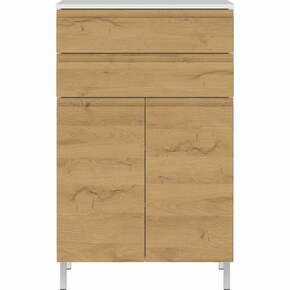 Bela nizka kopalniška omarica v hrastovem dekorju 60x97 cm Torrance - Germania