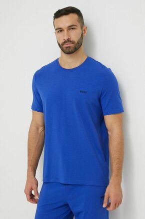 Kratka majica BOSS moški - modra. Kratka majica iz kolekcije BOSS. Model izdelan iz enobarvne pletenine.