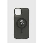Etui za telefon Karl Lagerfeld iPhone 15 Plus 6.7 črna barva - črna. Etui za IPhone iz kolekcije Karl Lagerfeld. Model izdelan iz materiala s potiskom.