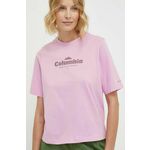 Bombažna kratka majica Columbia roza barva - roza. Kratka majica iz kolekcije Columbia. Model izdelan iz elastične pletenine. Izjemno udoben material.