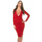 Amiatex Ženska obleka 73545, rdeča, UNIVERZáLNí