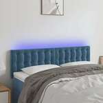 Greatstore LED posteljno vzglavje temno modro 144x5x78/88 cm žamet