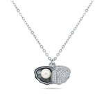 Brilio Silver Originalna srebrna ogrlica z biserno školjko NCL21W (verižica, 2x obesek) srebro 925/1000