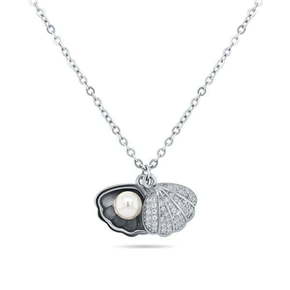 Brilio Silver Originalna srebrna ogrlica z biserno školjko NCL21W (verižica