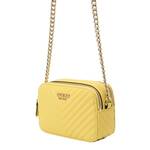 torbica Guess rumena barva - rumena. Majhna torbica iz kolekcije Guess. Model na zapenjanje, izdelan iz ekološkega usnja.