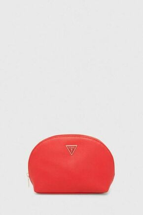 Kozmetična torbica Guess črna barva - rdeča. Kozmetična torbica iz kolekcije Guess. Model izdelan iz ekološkega usnja.