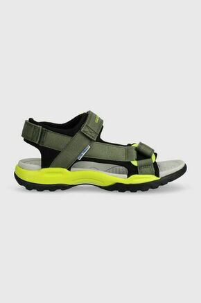 Otroški sandali Geox BOREALIS zelena barva - zelena. Otroški sandali iz kolekcije Geox. Model je izdelan iz tekstilnega materiala. Model z mehkim