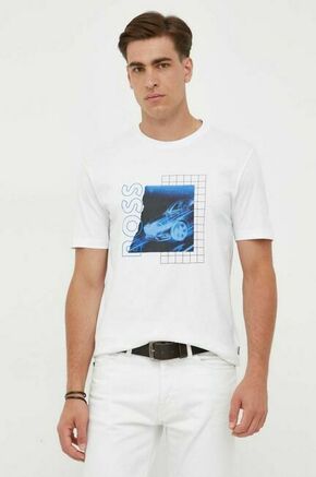 Bombažna kratka majica BOSS bela barva - bela. Kratka majica iz kolekcije BOSS