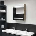 shumee LED kopalniška omarica z ogledalom hrast 50x14x60 cm