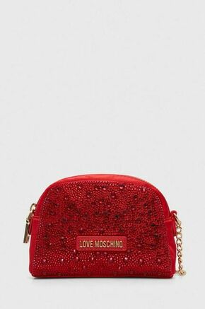 Kozmetična torbica Love Moschino rdeča barva - rdeča. Majhna kozmetična torbica iz kolekcije Love Moschino. Model izdelan iz tekstilnega materiala.