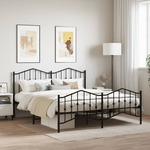 vidaXL Kovinski posteljni okvir z vzglavjem in vznožjem&nbsp;črn 160x200 cm