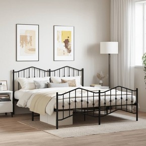 VidaXL Kovinski posteljni okvir z vzglavjem in vznožjem&nbsp;črn 160x200 cm
