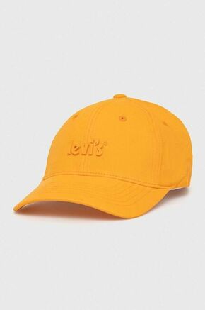 Kapa s šiltom Levi's oranžna barva - oranžna. Kapa s šiltom vrste baseball iz kolekcije Levi's. Model izdelan iz enobarvne tkanine.