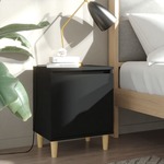 Nočna omarica s trdnimi lesenimi nogami črna 40x30x50 cm
