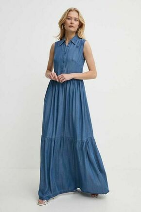 Obleka Silvian Heach - modra. Obleka iz kolekcije Silvian Heach. Model izdelan iz enobarvne tkanine. Model iz izjemno udobne