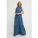 Obleka Silvian Heach - modra. Obleka iz kolekcije Silvian Heach. Model izdelan iz enobarvne tkanine. Model iz izjemno udobne, zračne tkanine.