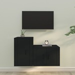 shumee Komplet TV omaric 2-delni črn inženirski les