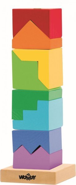 Woody zložljivi barvni stolp - puzzle