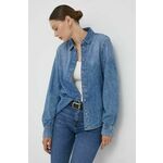 Jeans srajca Tommy Hilfiger ženska - modra. Srajca iz kolekcije Tommy Hilfiger, izdelana iz jeansa. Model iz zračne bombažne tkanine.