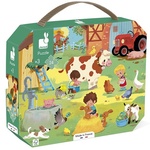 Janod Puzzle Dan na kmetiji v kovčku 24 kos