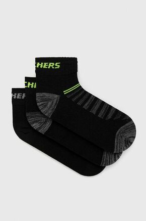 Nogavice Skechers (3-pack) črna barva - črna. Kratke nogavice iz kolekcije Skechers. Model izdelan iz elastičnega materiala. V kompletu so trije pari.