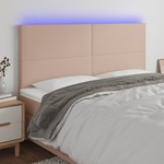 vidaXL LED posteljno vzglavje kapučino 180x5x118/128 cm umetno usnje