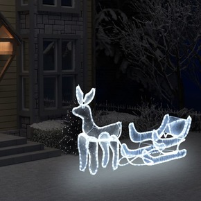 Shumee Božični okras v obliki jelena in sani z mrežo 216 LED lučk