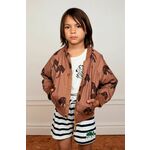 Otroška bomber jakna Mini Rodini - rjava. Otroška Bomber jakna iz kolekcije Mini Rodini. Prehoden model izdelan iz vzorčastega materiala.