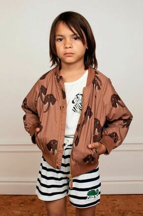 Otroška bomber jakna Mini Rodini - rjava. Otroška Bomber jakna iz kolekcije Mini Rodini. Prehoden model izdelan iz vzorčastega materiala.